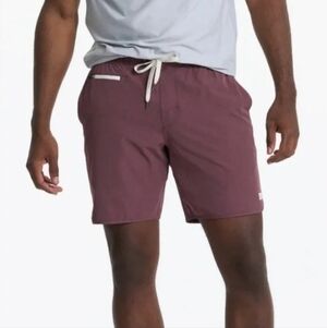 NWT Vuori Men’s Banks Athletic Elastic Waist Shorts in Heathered Maroon